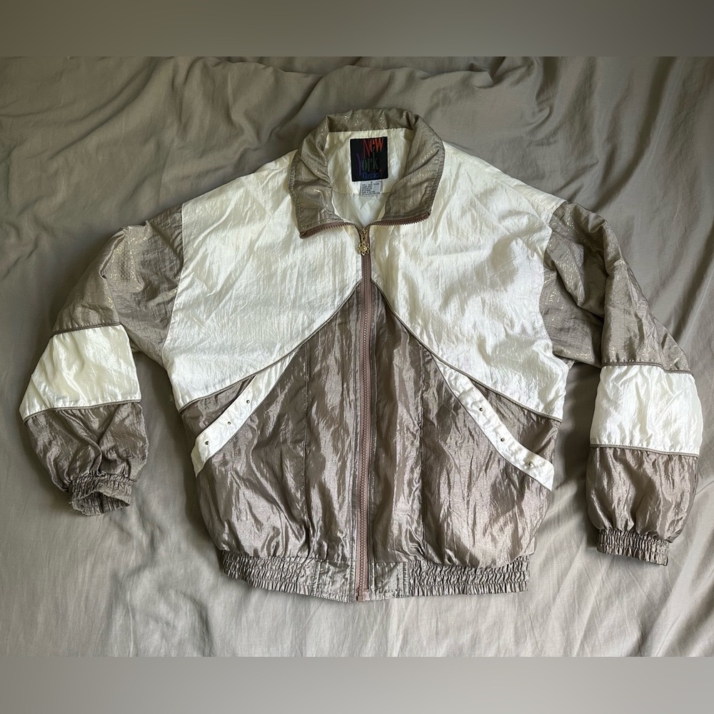 Stylish Women's Bomber Jacket in White and Brown